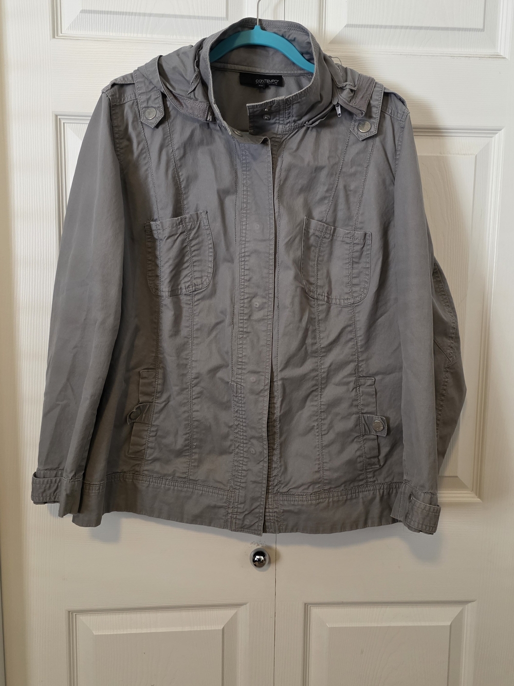 Penningtons Women’s Gray Utility Jacket with Hood